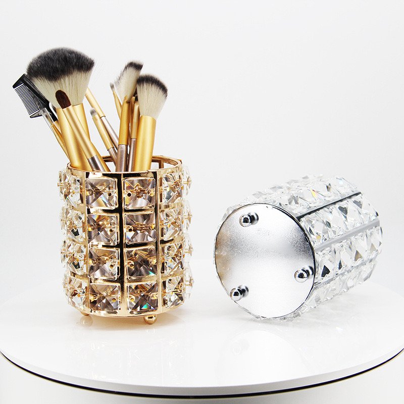 Luxury Crystal Decor Storage Box Premium Metal Frame Jewelry Box Classic Metal Pencil Holder Premium Metal Frame Jewelry Storage