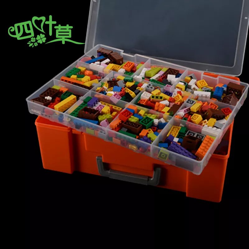 Lattice Double-layer Large tool box Transparent Sorting Account Tape Toy Building Block Plastic Storage Box Toy Storage Box