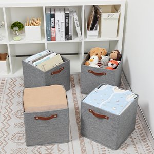 KUYUE Storage Basket Collapsible Toy Storage Box Organizer Clothing Organizer Modern Folding Rectangle Manual Foldable Box White