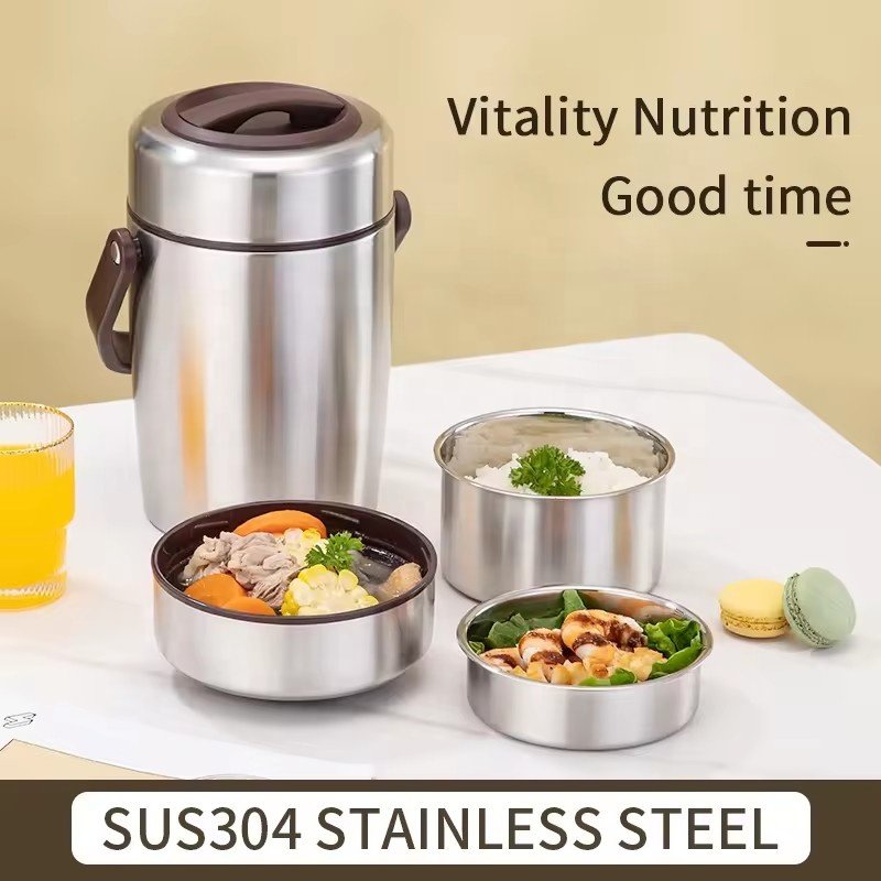 1.6L Double Wall Stainless Steel Lunch Box Thermo Vacuum Food Container Kids Bento Thermal Jar Leakproof Metal Food Storage