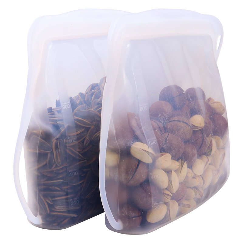 1000ml Clear Airtight BPA Free Bag Silicone Reusable Food Storage Container Zipper Freezer Pouch Snack Bag for Food Packaging