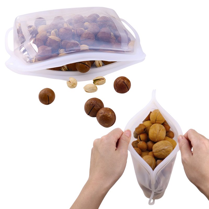 1000ml Clear Airtight BPA Free Bag Silicone Reusable Food Storage Container Zipper Freezer Pouch Snack Bag for Food Packaging