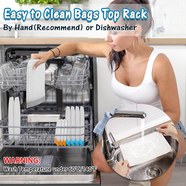 10 Pack Dishwasher Safe Reusable Silicone Reusable Freezer Bags with ZipperLeakproof Reusable PEVA Food Storage Bags