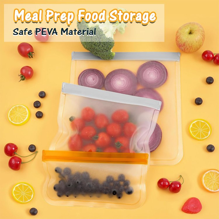 10 Pack Dishwasher Safe Reusable Silicone Reusable Freezer Bags with ZipperLeakproof Reusable PEVA Food Storage Bags