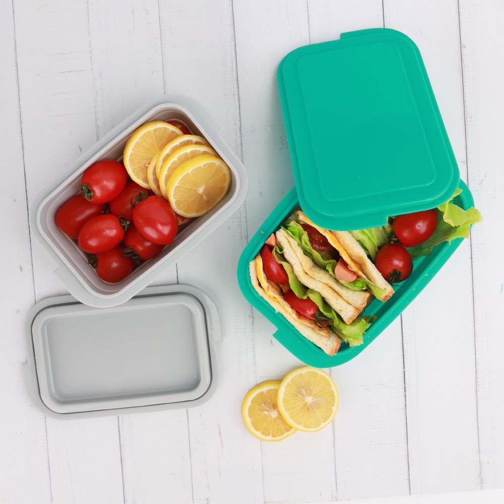 Folding Silicone Bento Box 500/800ml Microwave Safe Collapsible Food Storage Containers Lunch Box