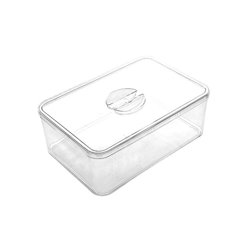 Multipurpose PET Plastic Clear Refrigerator Fridge Drawer Bins Food Storage Organizer Container Box with Cover