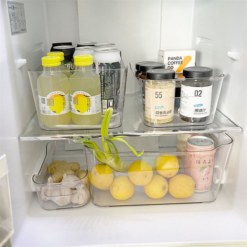 Stackable Plastic Clear Refrigerator Food Storage Organizer Bins for Kitchen Countertop Household Storage Containers
