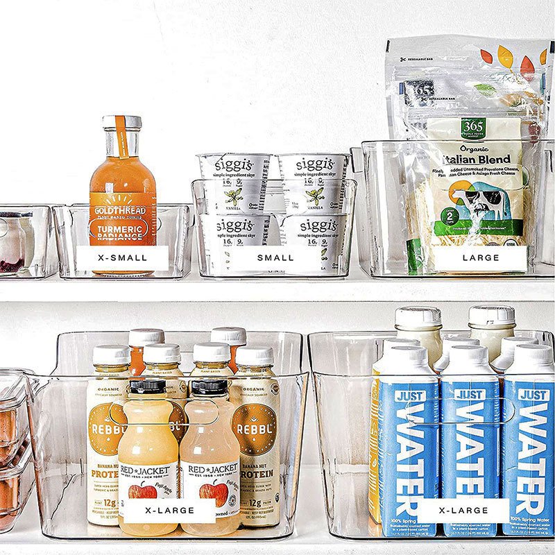 Stackable Plastic Clear Refrigerator Food Storage Organizer Bins for Kitchen Countertop Household Storage Containers