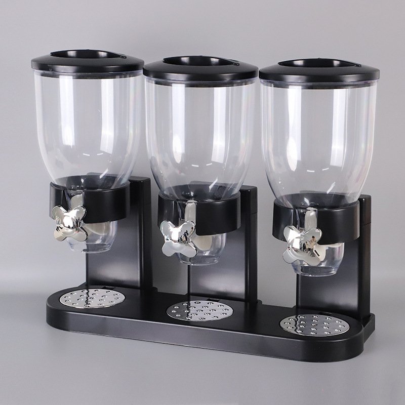 2023 Hot sale Deals Double Dry Food Dispenser,Dual Control,Dry Food Cereal Dispenser Storage Boxes Food Container Round