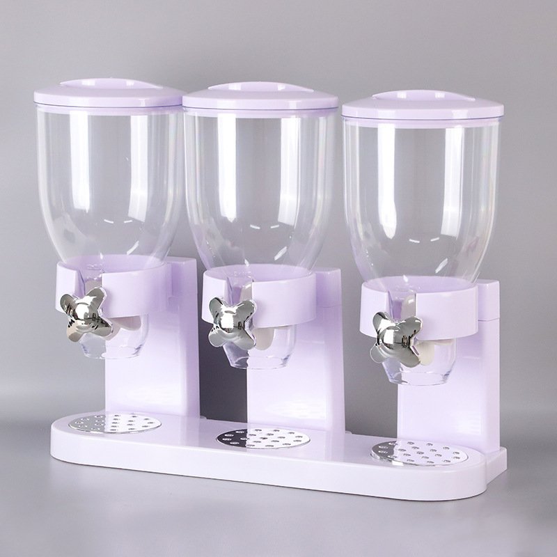 2023 Hot sale Deals Double Dry Food Dispenser,Dual Control,Dry Food Cereal Dispenser Storage Boxes Food Container Round