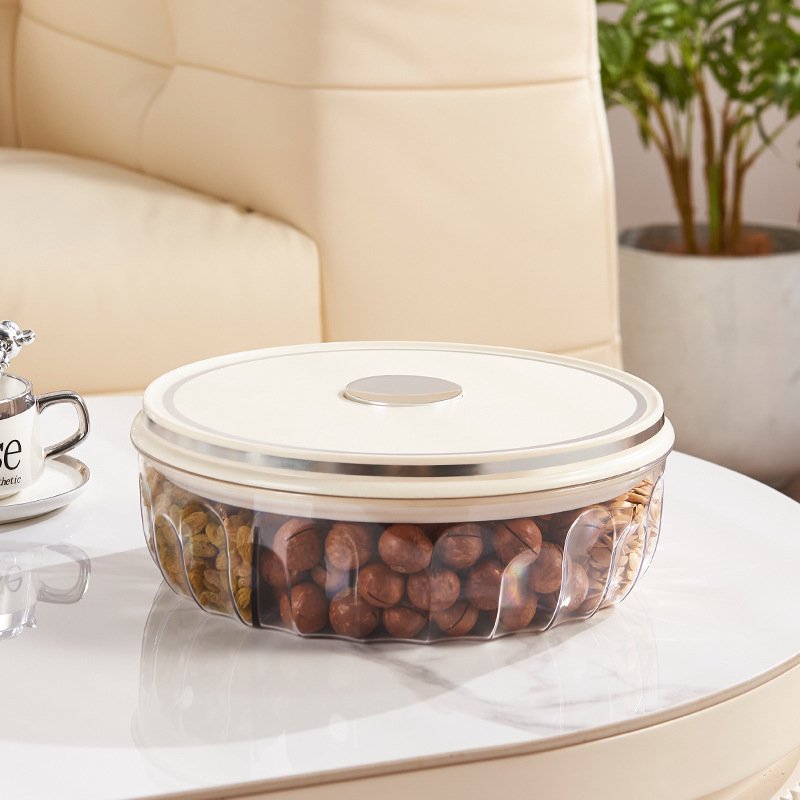 OWNSWING Fruit Serving Tray Plastic Divided Food Storage Box Large Capacity Press Snack Storage Container