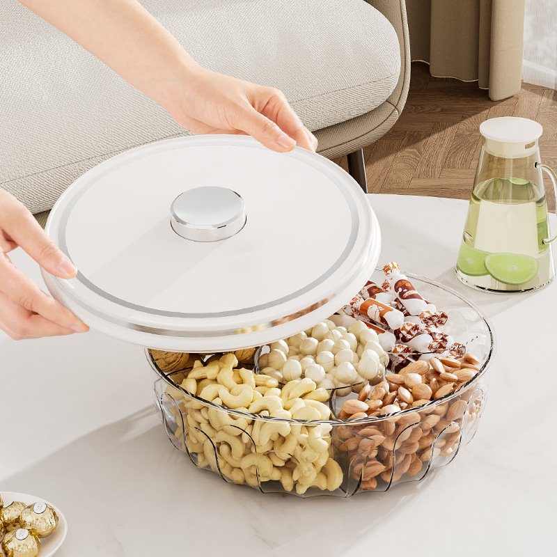 OWNSWING Fruit Serving Tray Plastic Divided Food Storage Box Large Capacity Press Snack Storage Container