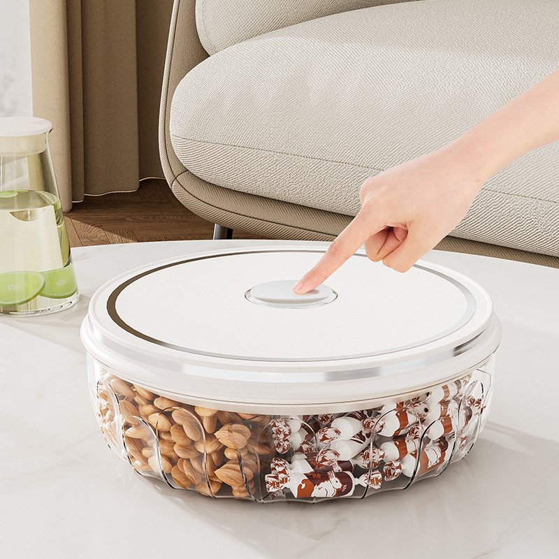 OWNSWING Fruit Serving Tray Plastic Divided Food Storage Box Large Capacity Press Snack Storage Container