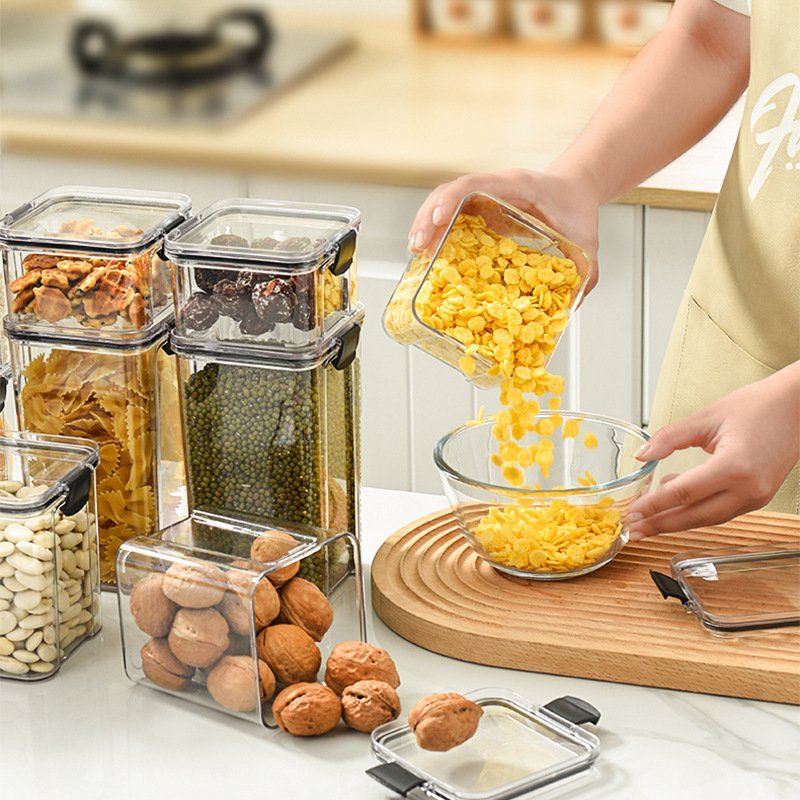 Hotselling Large Eco Friendly Air tight Plastic Food Storage Container Jars for Kitchen and Pantry Organization
