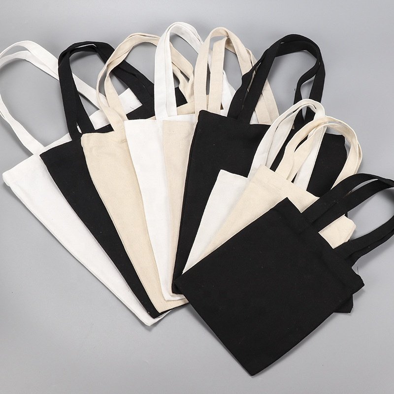 Canvas Bags Tote Bags Stainless Steel Europe Promotional Personalized Blank Storage Cotton Reusable Shopping Cotton Black 50pcs