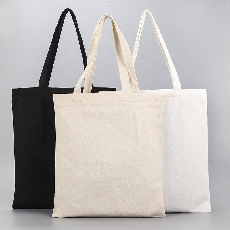 Canvas Bags Tote Bags Stainless Steel Europe Promotional Personalized Blank Storage Cotton Reusable Shopping Cotton Black 50pcs