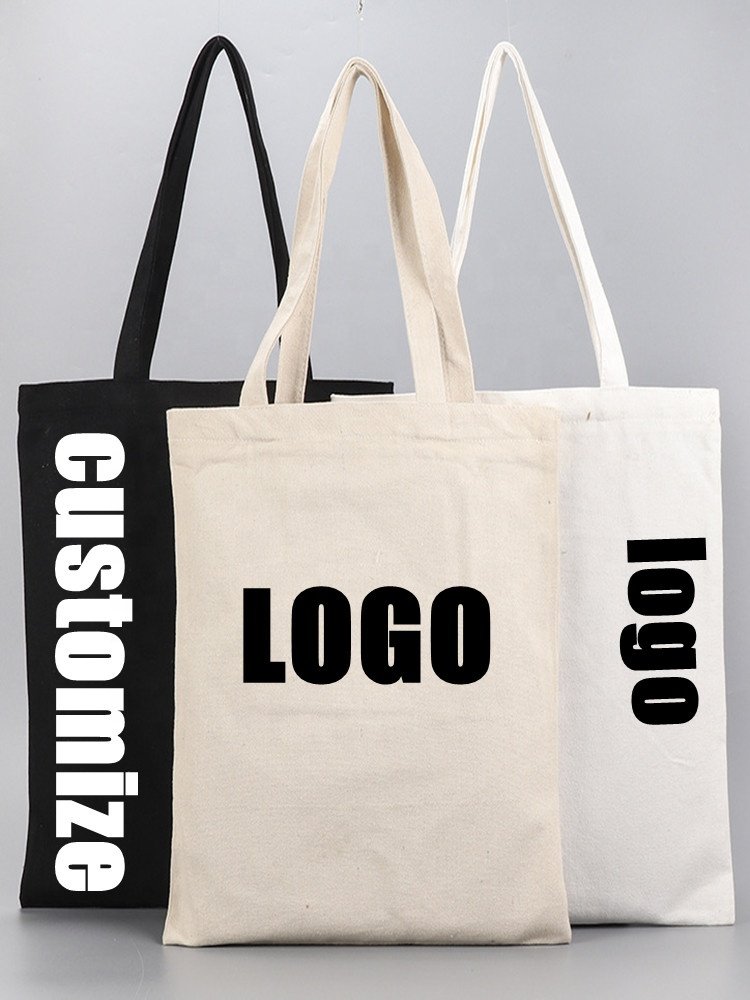 Canvas Bags Tote Bags Stainless Steel Europe Promotional Personalized Blank Storage Cotton Reusable Shopping Cotton Black 50pcs