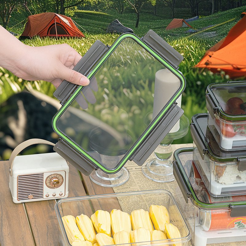 Multifunctional Food Container Cool-keeping Food Storage Box Picnic Camping Fruit Drink Storage Box with Ice Tray Drain Board