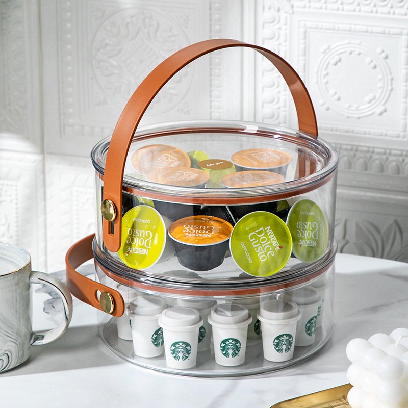 Snack Tray Split Fruit Tray Fruit Storage Box with Lid Transparent Kitchen Living Room High-end Handheld Creative Food Container