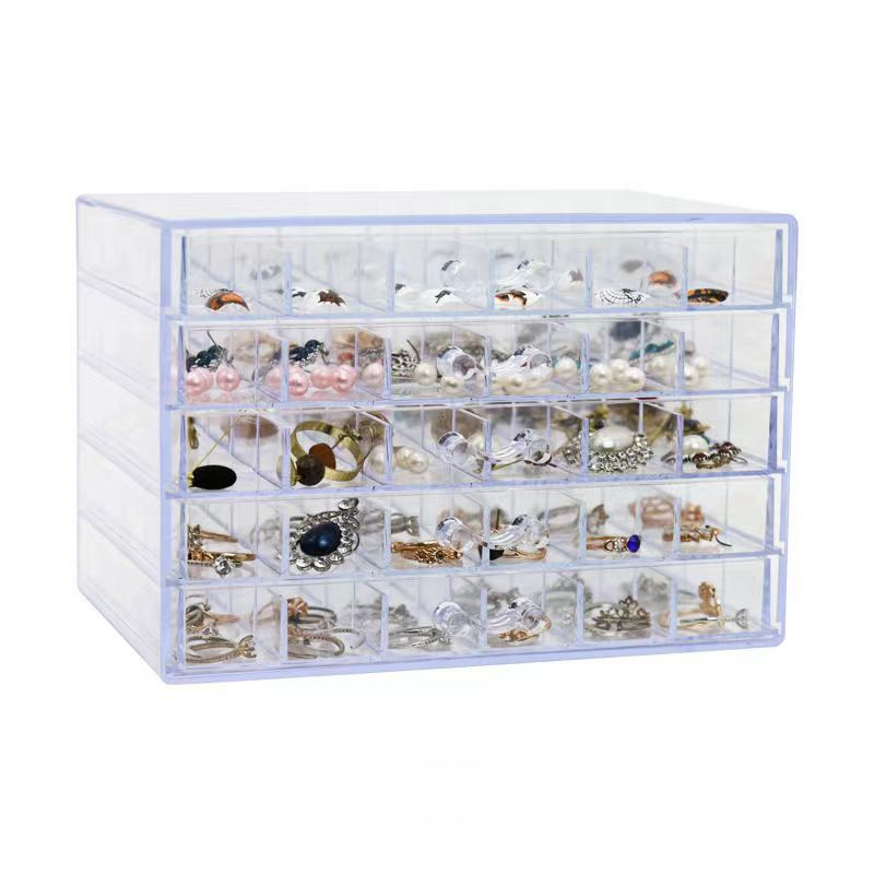 Multi-Layer Transparent Display Jewelry Organizer Case Storage Box with Many Compartment For Women Stud Earrings Necklace