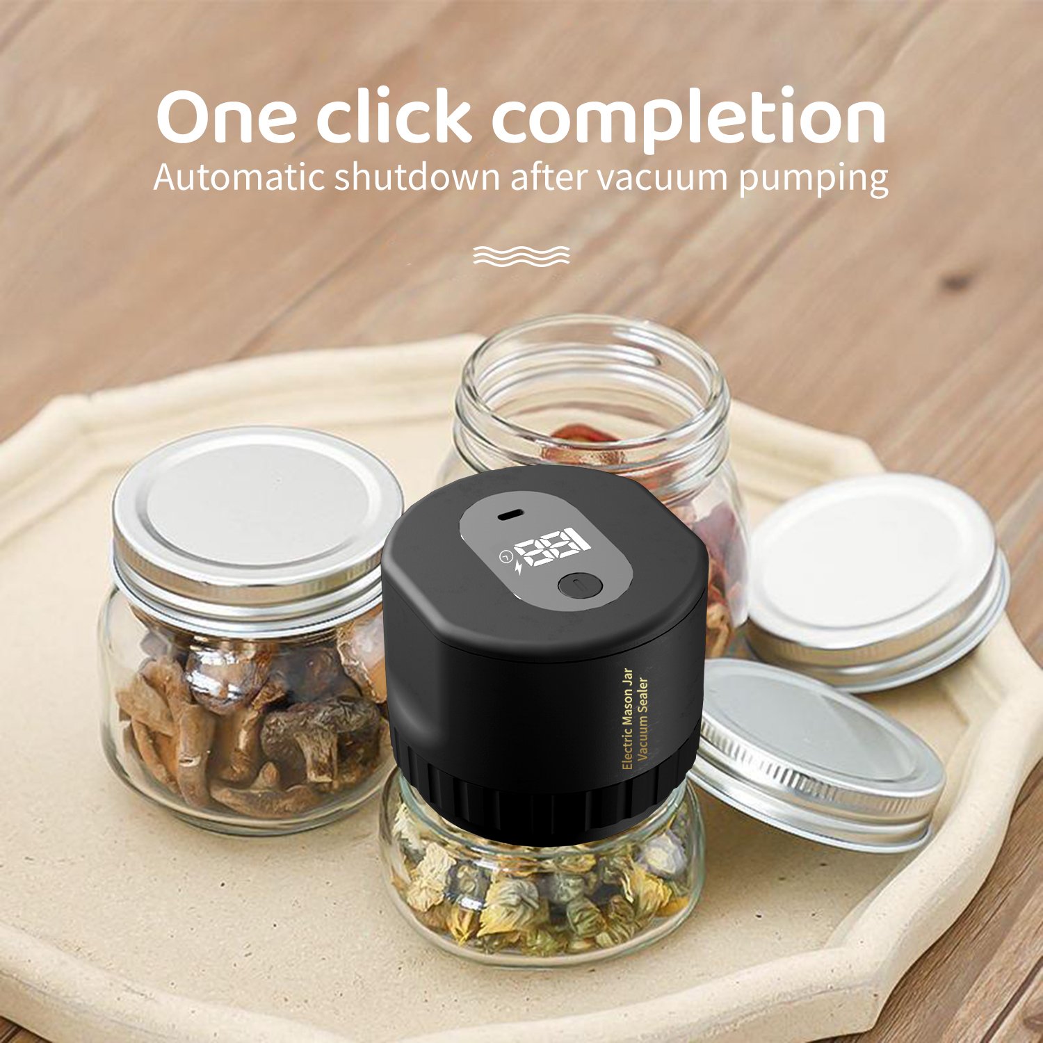 Wireless Electric Vacuum Sealer Machine Easy to Operate Plastic Mason Jar & Bottle Canning Tool for Kitchen Camping Food Storage