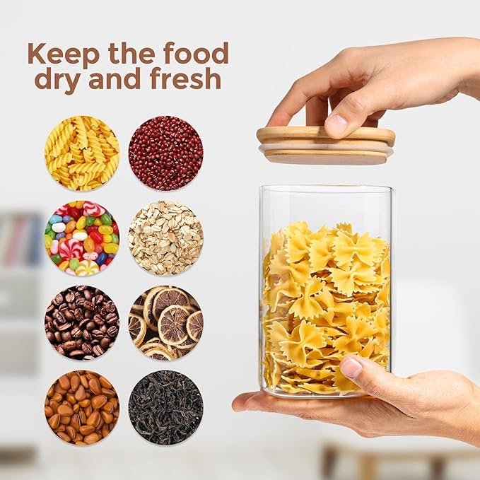 Wholesale Customization Size Kitchen Storage Glass Bottle Food Storage Jar With Bamboo Lid