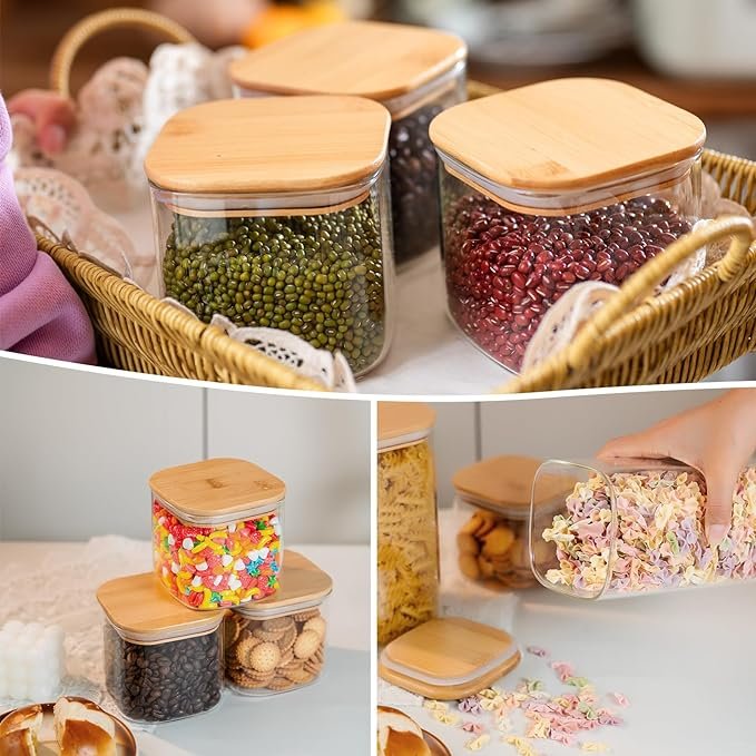 Wholesale Customization Size Kitchen Storage Glass Bottle Food Storage Jar With Bamboo Lid