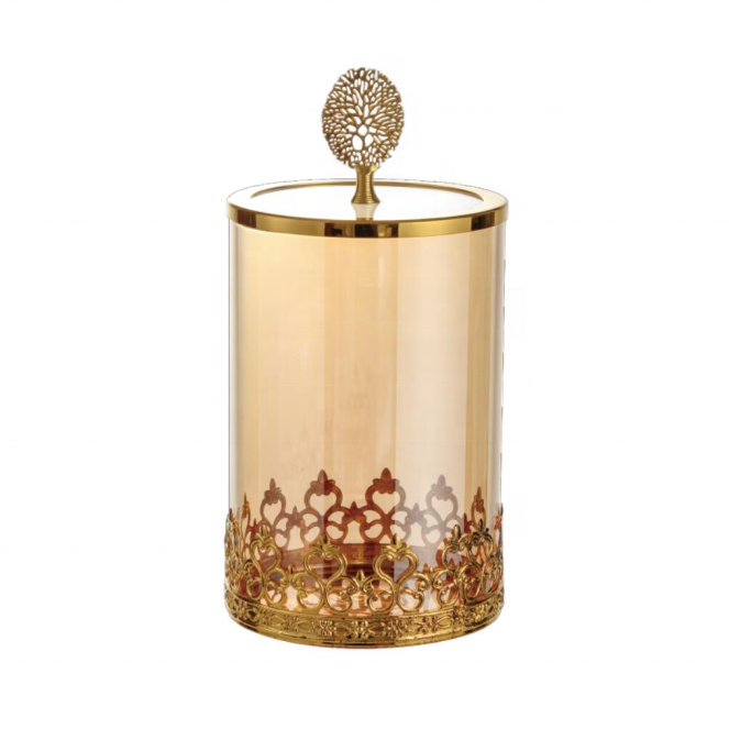 Food storage container Spice jar Air tight high borosilicate glass metal ring Glass lid Luxury creative glass jar