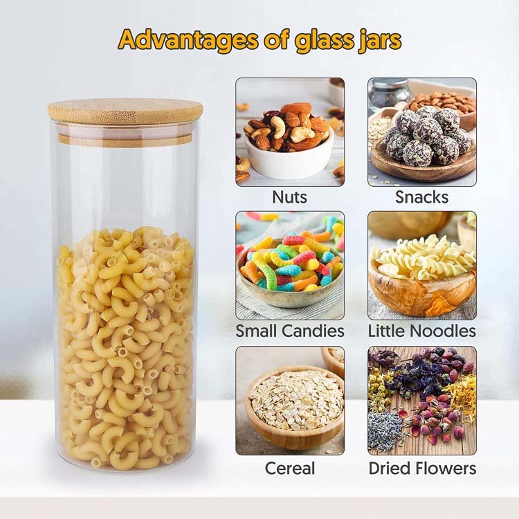 Top Seller 8oz 14oz Food Storage High Borosilicate Airtight Glass Jar With Bamboo Wooden Lid