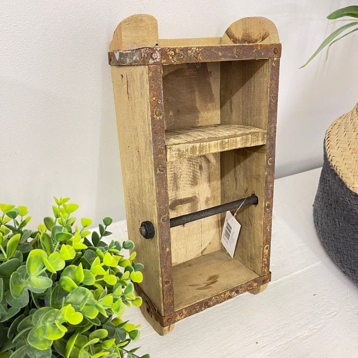 Antique Wooden Toilet Paper Holder for Home Restaurant & Hotel Decor Unique Storage Organizer Kitchen Bathroom Use Packed Box