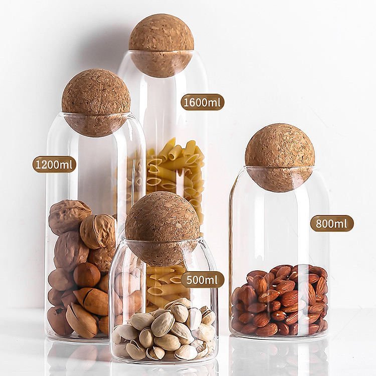 Glass Storage Jar round Jar Food Storage Container Kitchen Canister Glass Jar With Lid