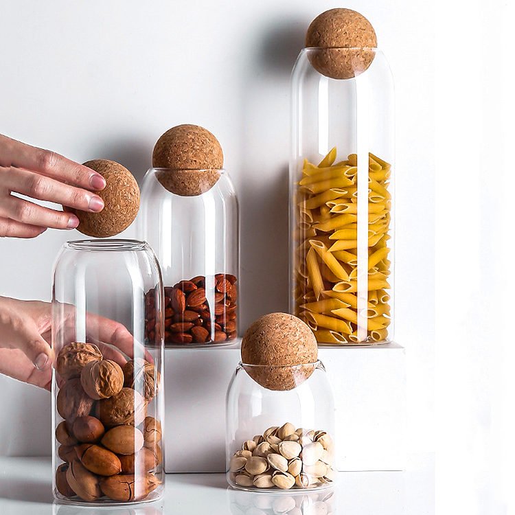 Glass Storage Jar round Jar Food Storage Container Kitchen Canister Glass Jar With Lid
