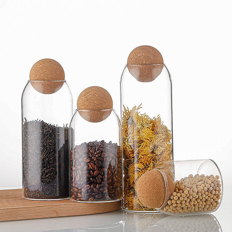 Glass Storage Jar round Jar Food Storage Container Kitchen Canister Glass Jar With Lid