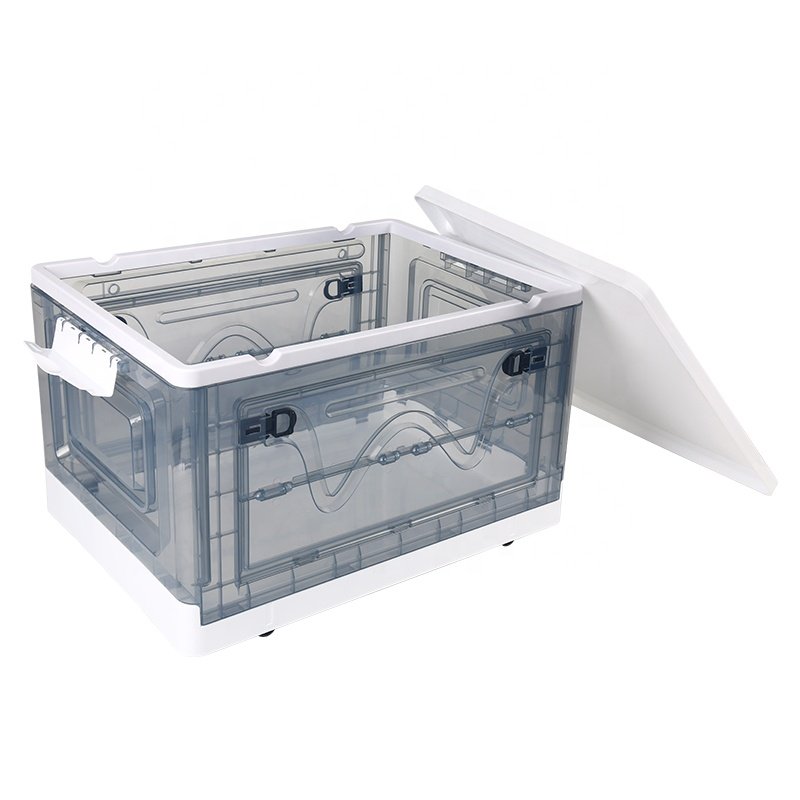 Custom Plastic Organizer Box collapsible storage bins Stacking Clothing Folding Camping Storage Box With Wheels For Organizer