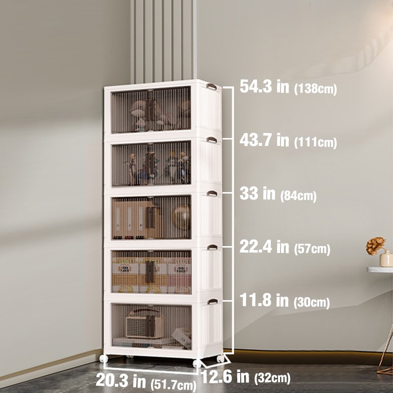 Wholesale 5 Layer Collapsible Foldable Storage Cabinet Plastic Snack Cabinet Children's Clothes Toys Storage Locker