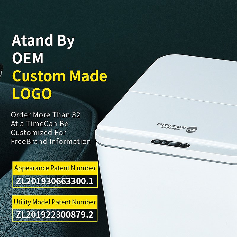 6L Sensing Storage Box With Folding Lid Slim Motion Sensor Garbage Can Automatic Plastic Trash Bin for Bedroom, Living Room