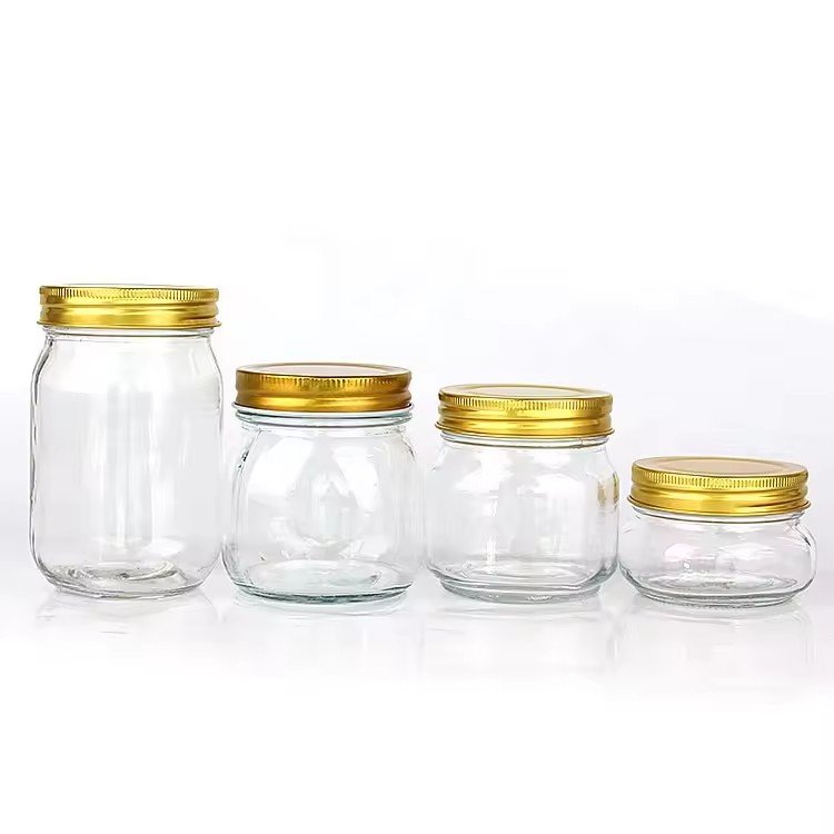 Wholesale High Quality 150ml 250ml 500ml 750ml 1000ml 1500ml 2000ml Food Jar in Bulk Glass Metal Lid Kitchen Use