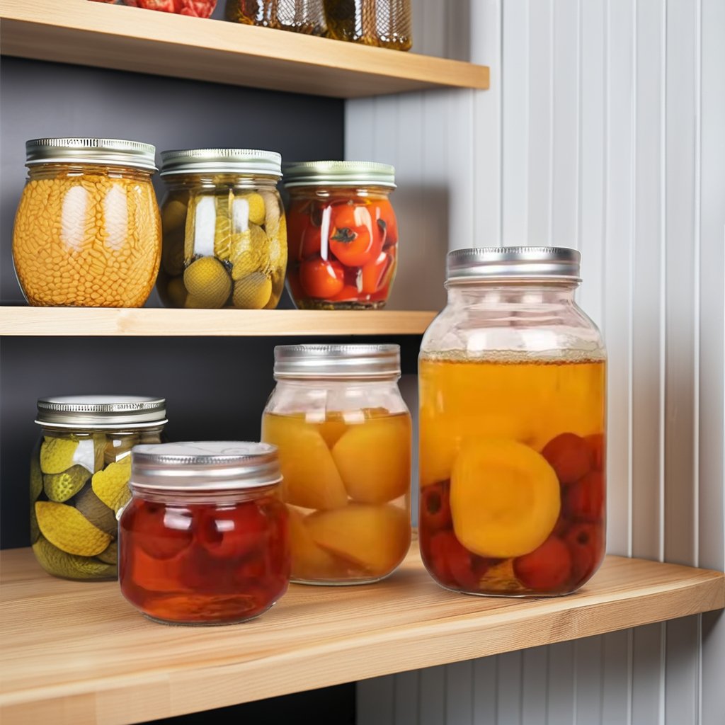 Wholesale High Quality 150ml 250ml 500ml 750ml 1000ml 1500ml 2000ml Food Jar in Bulk Glass Metal Lid Kitchen Use