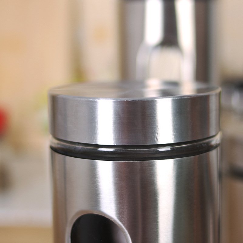 Kitchen Supplies Stainless Steel Storage Jars Visible Glass Sealed Jars Grain Tea Cans Food Storage Jars
