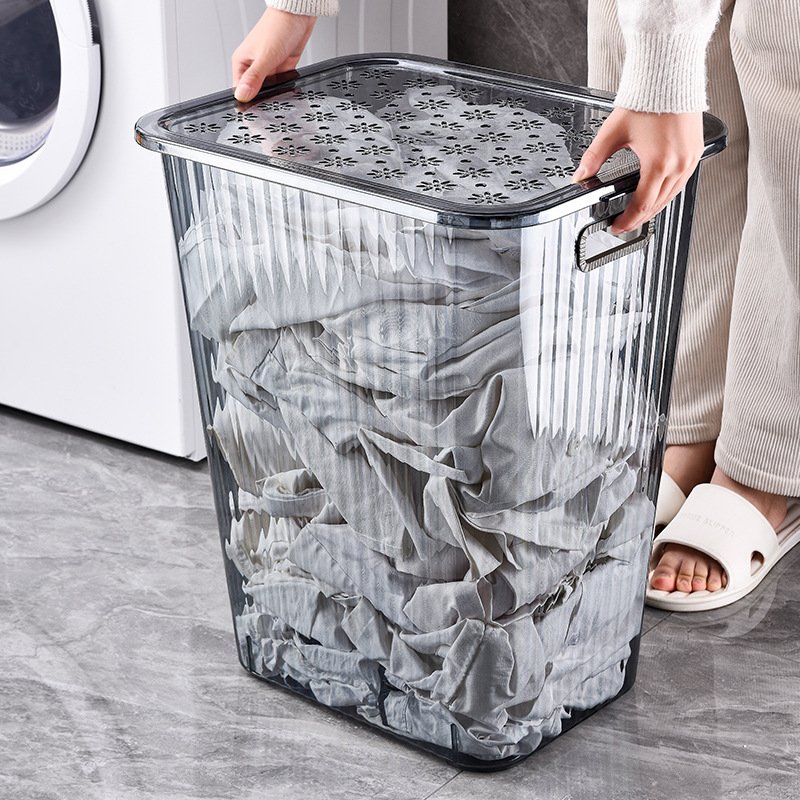 SHOGOLE PP Rattan Laundry Basket Hamper with handle for cloth Dirty Clothes Organizer Plastic Storage box