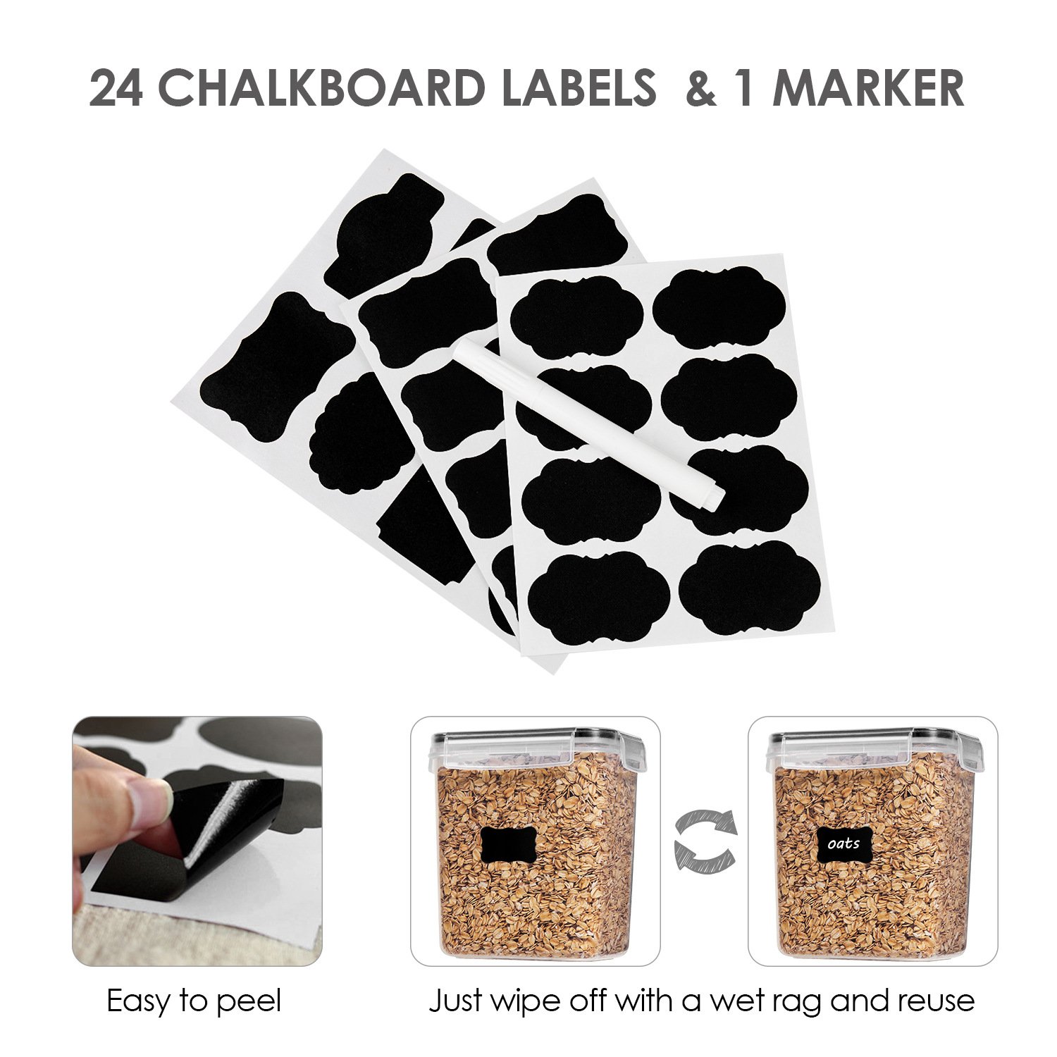 ROBBEN Kitchen Airtight Containers Wholesale Food Storage Box Organizer Plastic Spice Jars Set With Spoon&Labels Sticker&Lids