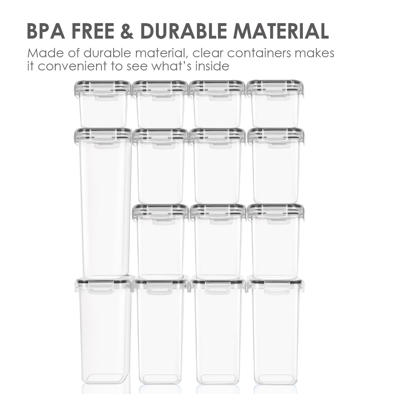 ROBBEN Kitchen Airtight Containers Wholesale Food Storage Box Organizer Plastic Spice Jars Set With Spoon&Labels Sticker&Lids
