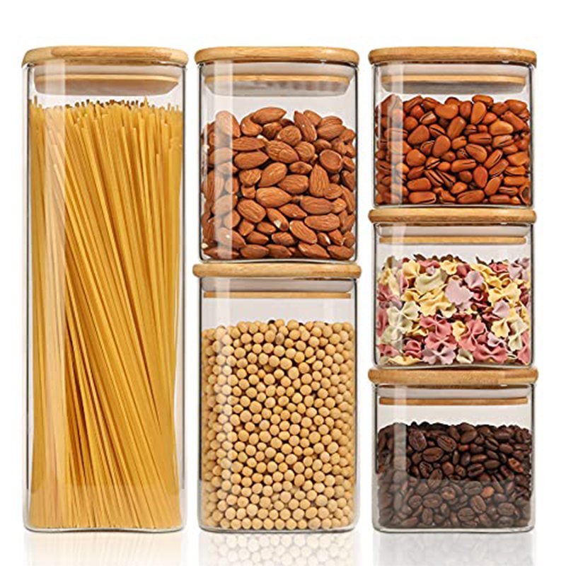 6-Piece Set Transparent plastic sealed snack storage jar fresh-keeping box kitchen grains and dried fruit storage jar