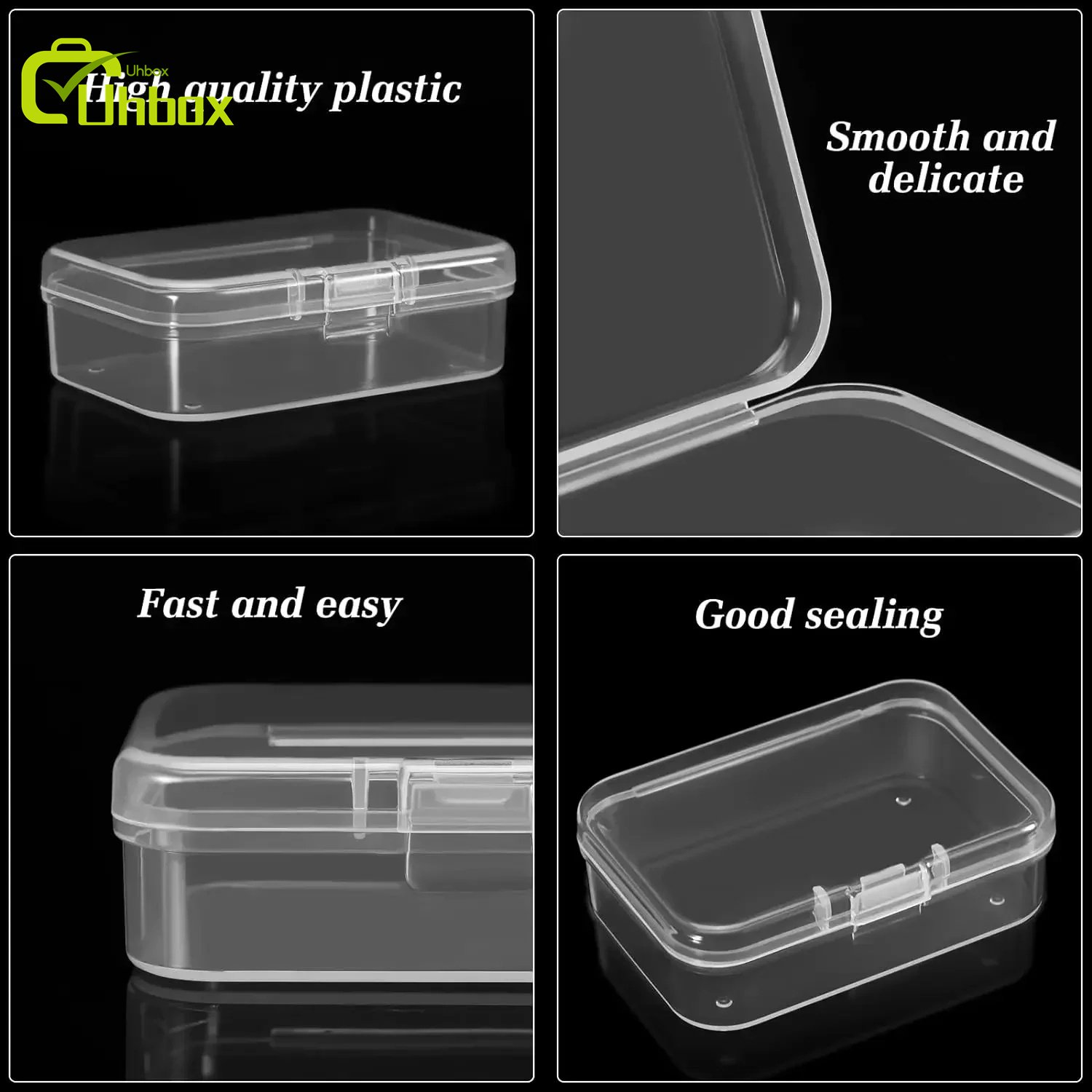 Clear Plastic Rectangle Bead Storage Container with Hinged Lid Organizing Small Items Storage Box Mini Plastic Storage Box