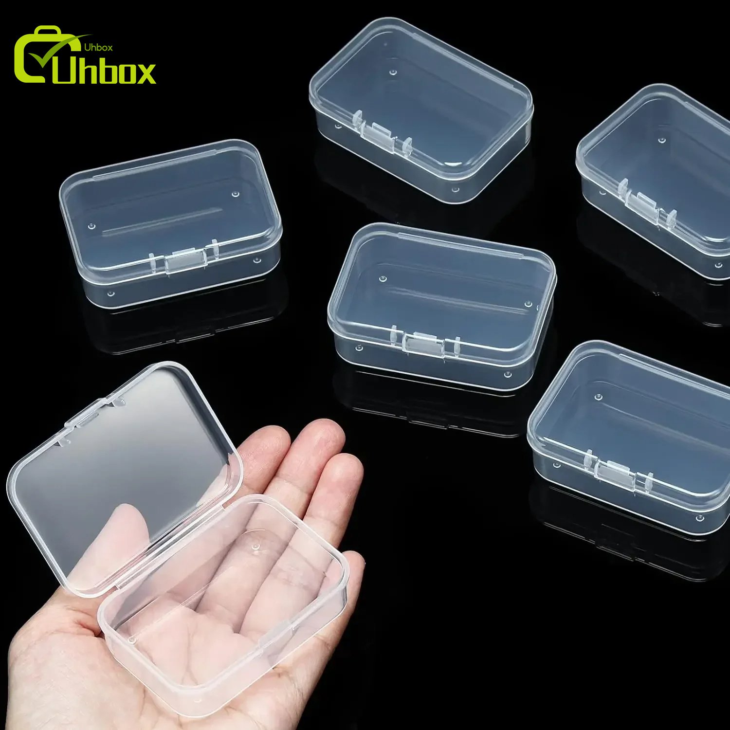 Clear Plastic Rectangle Bead Storage Container with Hinged Lid Organizing Small Items Storage Box Mini Plastic Storage Box