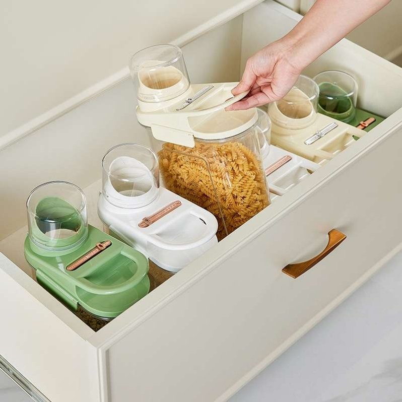 Plastic Rice Barrel Grain Storage Tank with Sealed Lid for Dry Food Storage Clear Box