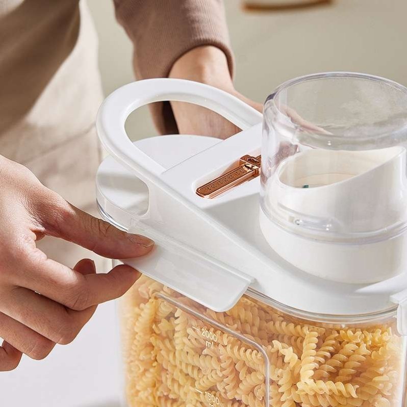 Plastic Rice Barrel Grain Storage Tank with Sealed Lid for Dry Food Storage Clear Box