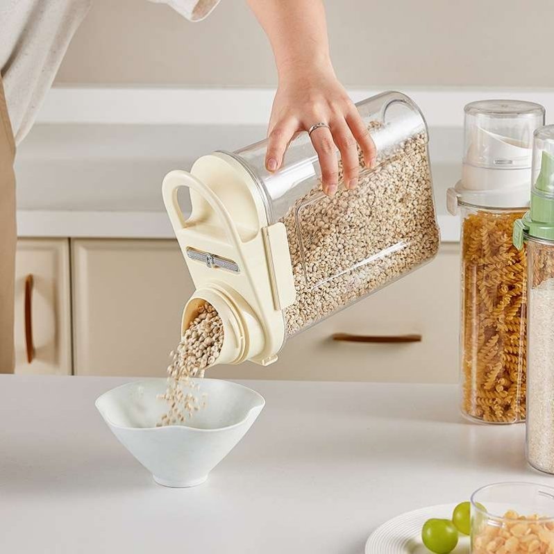 Plastic Rice Barrel Grain Storage Tank with Sealed Lid for Dry Food Storage Clear Box