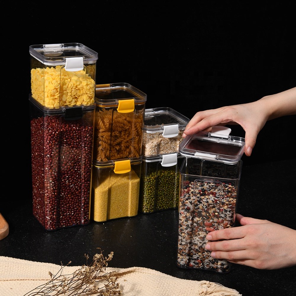 460/700/950/1300/1800ml Kitchen BPA Free Plastic Dry Food Canisters Airtight Food Container Pantry Organization and Storage Box