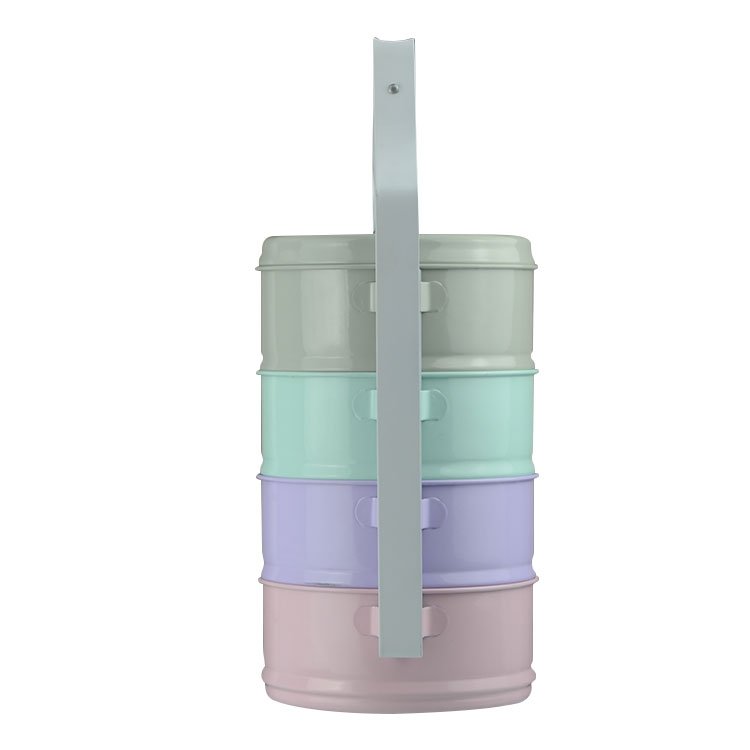 Custom printed 2/3/4 Layers 14/16/18cm enamel tiffin carrier food storage box enamel lunch Box